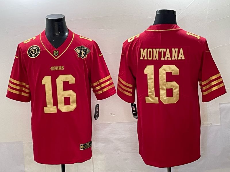 Men San Francisco 49ers #16 Montana Red 75th Nike Limited NFL 2025 Jersey style 07->san francisco 49ers->NFL Jersey
